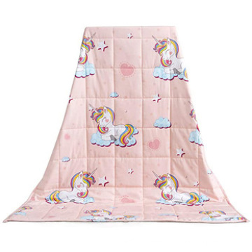 High Quality Pink Rainbow Unicorn Printed Kids Weighted Blanket Heavy Comforter Reduce Anxiety Promote Deep Sleep Quilt